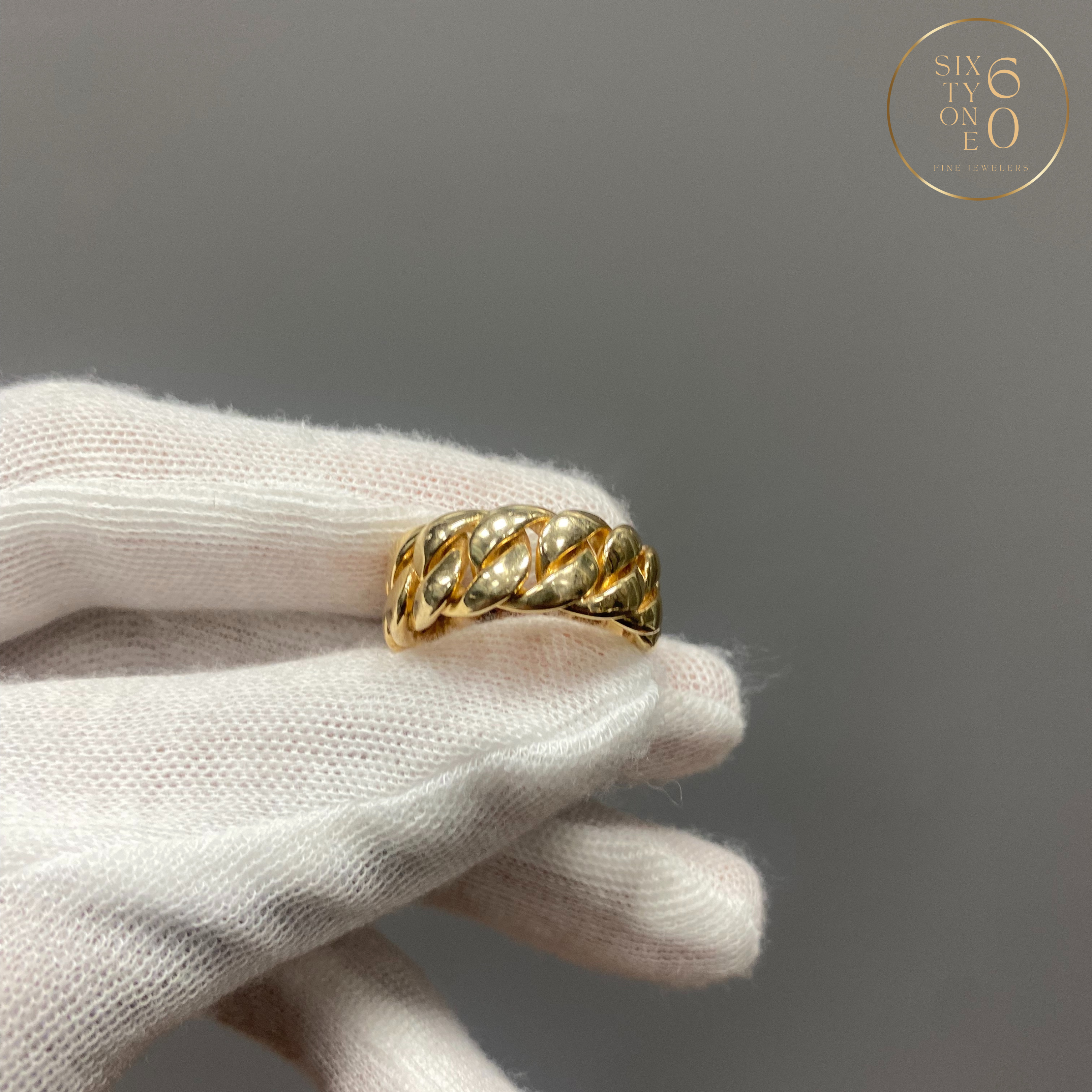 Cuban Link Ring White Gold For Men | Modern Gem Jewelry | Saratti