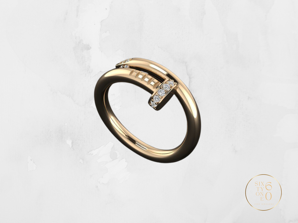 Tooth & Nail Gold Ring w/ Diamonds |