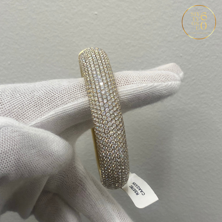 Gold Floral Bangle Diamond Bracelet