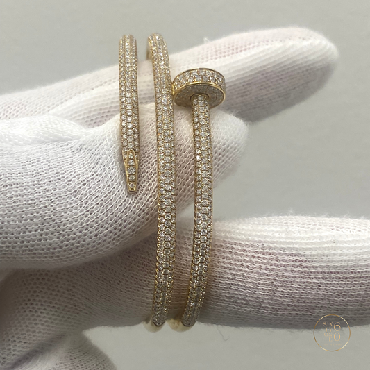 Triple-Nail Diamond Gold Bracelet